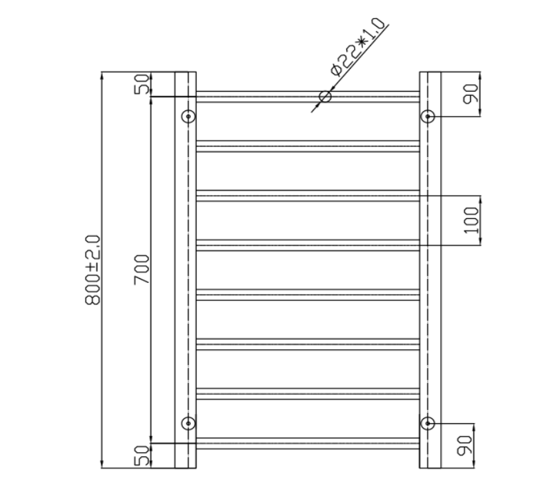 500*800mm Brushed Brass Towel Rails