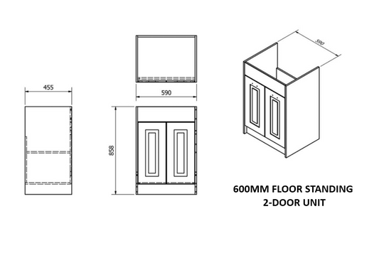 Astley 600mm Floor Standing 2-Door Unit with Basin