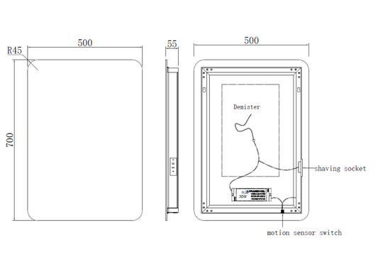 Garda 700x500mm LED Mirror