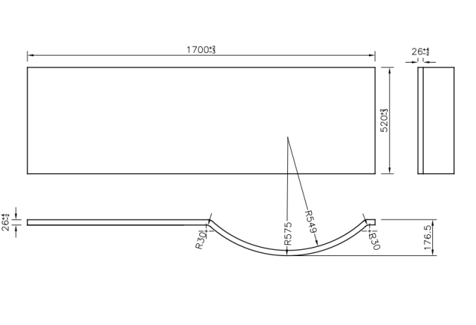 Oblique 1700mm Front Panel