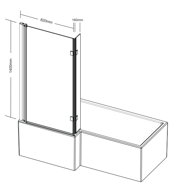 Nero L Shaped Shower Bath Screen with Extension Panel
