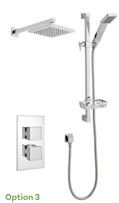 Pure Thermostatic Concealed Shower with Slide Rail Kit & Overhead Drencher