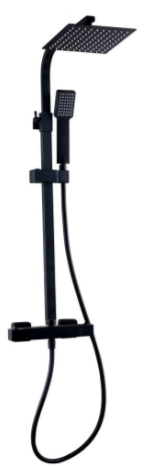 Nero Square Thermostatic Bar Shower with overhead drench and sliding handset