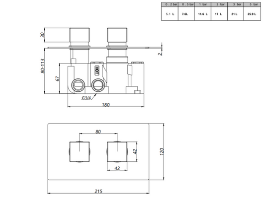 Nero Square Thermostatic Shower with Adjustable Slide Rail Kit & Fixed Overhead Drencher