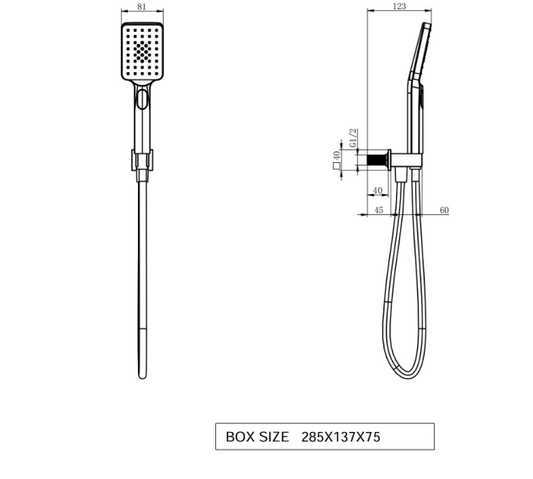 Nero Square Thermostatic Shower with Separate Hand shower & Fixed Overhead Drencher