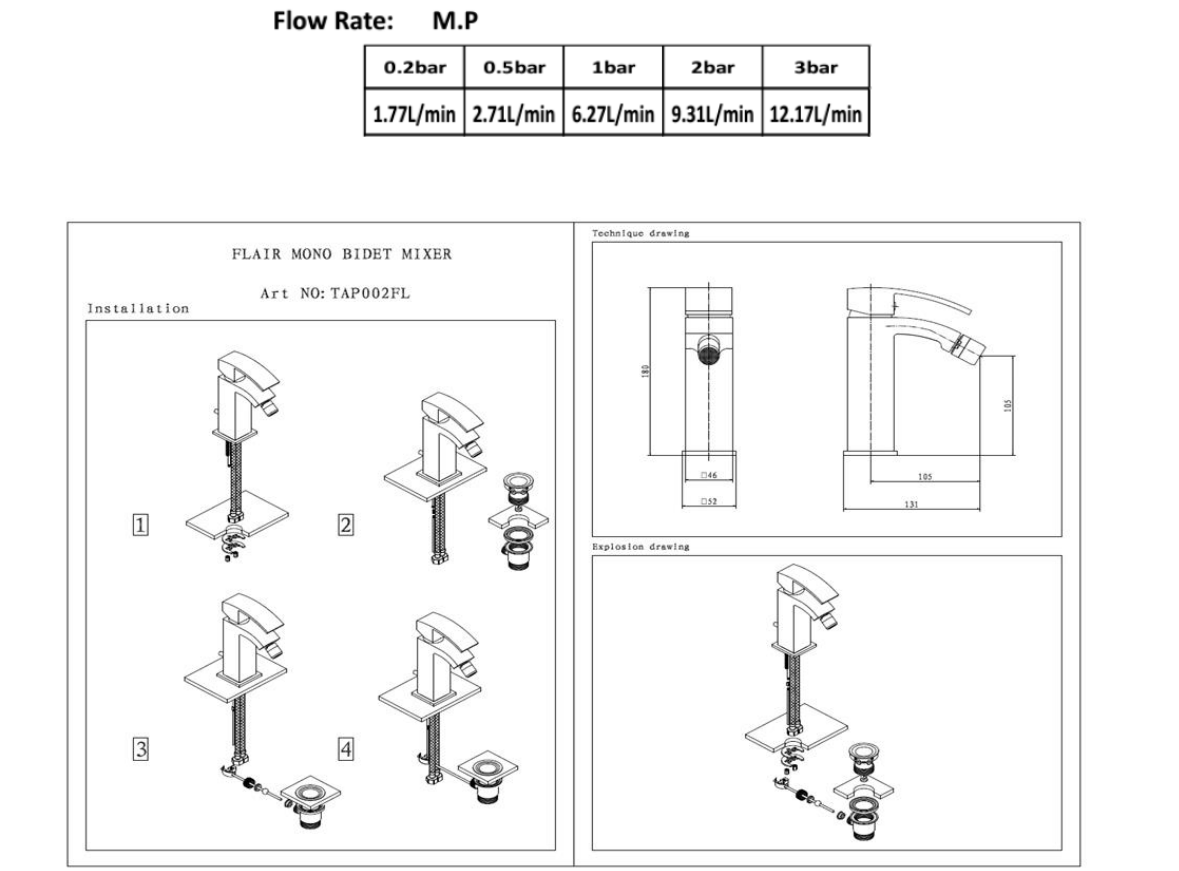 Flair Mono Bidet Mixer