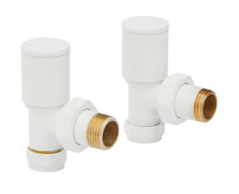 White Radiator Valve Angled 15mm (Pair)