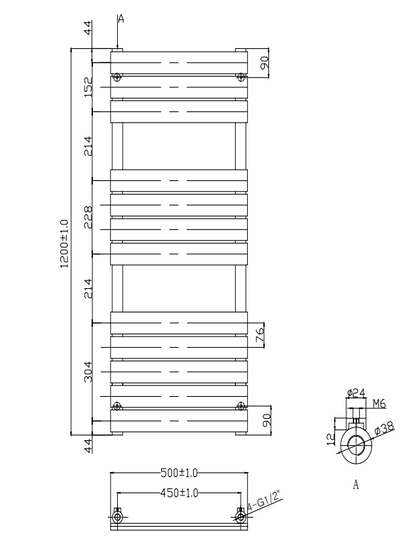 500*1200mm Brushed Brass Towel Rails