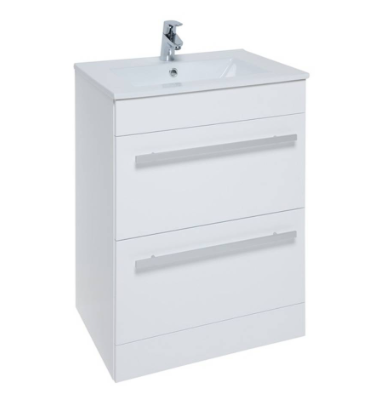600mm 2 Drawer Floor Standing Unit with Ceramic Basin