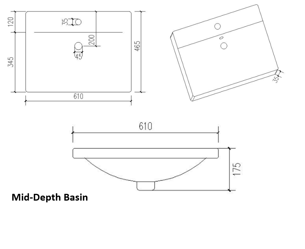 600mm 2 Drawer Floor Standing Unit with Ceramic Basin