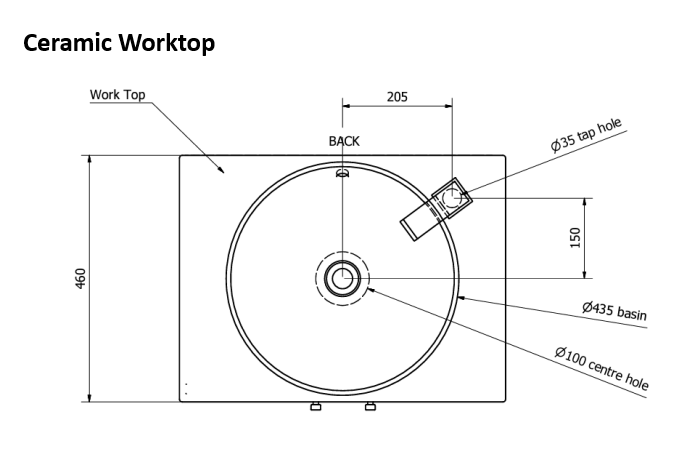 600mm Floor Standing 2-Door Unit with Ceramic Worktop & Sit-On Bowl
