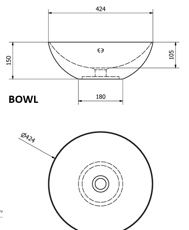 600mm Floor Standing 2-Door Unit with Ceramic Worktop & Sit-On Bowl