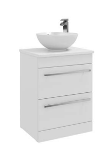 600mm Floor Standing 2-Drawer Unit with Ceramic Worktop &Sit-On Bowl