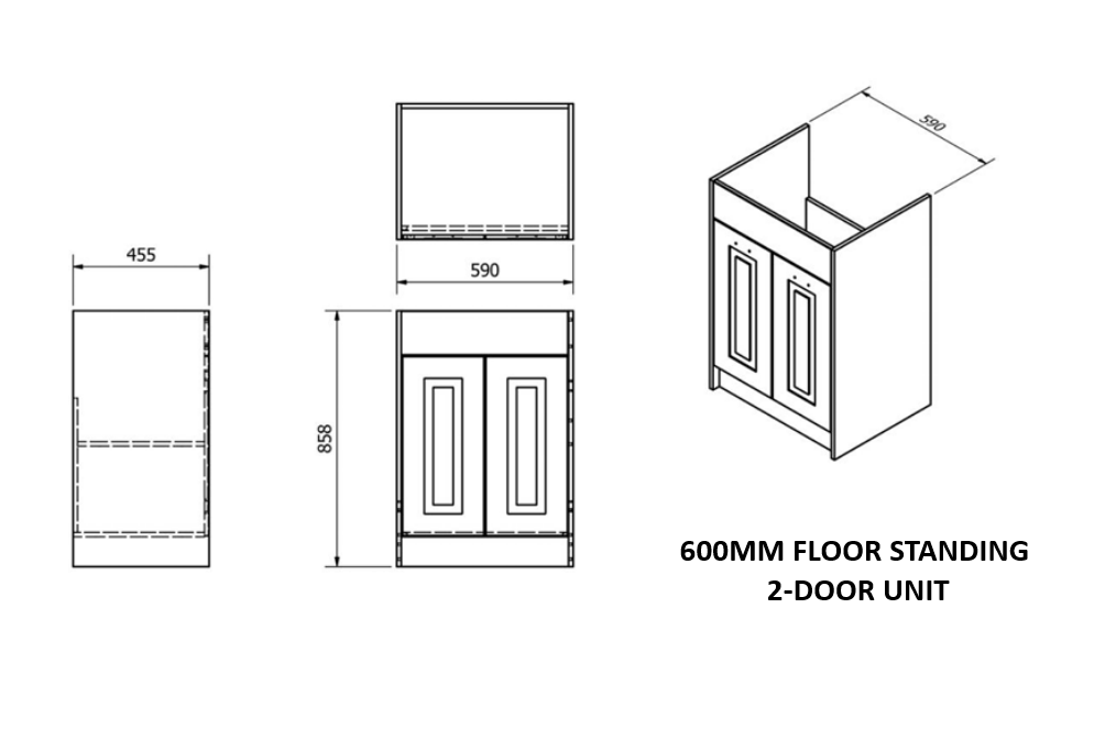 Astley 600mm Floor Standing 2-Door Unit with Basin