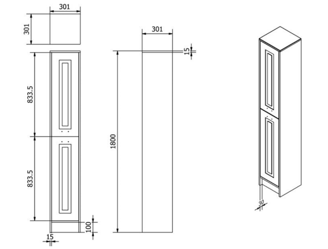 Astley 1800mm Tall Floor Mounted Side Unit