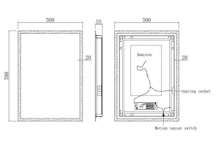 Manton 700x500mm LED Mirror