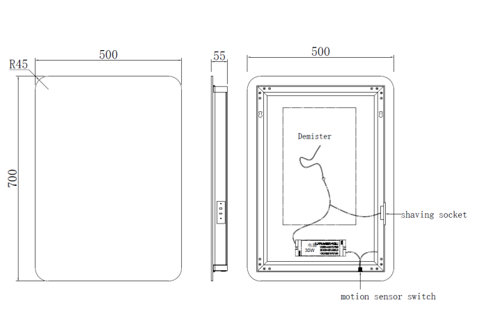 Garda 700x500mm LED Mirror