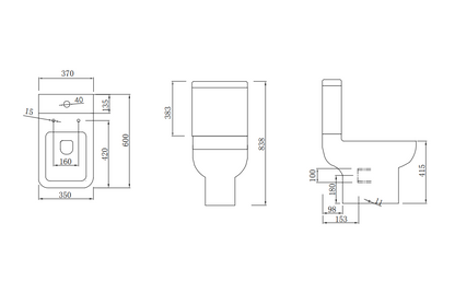 Pure Close Coupled WC Pan with Cistern & Soft Close Seat