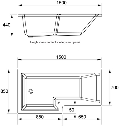 Elite L-Shaped Left Hand & Right Hand Bath with Legs