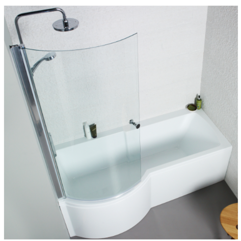 Oblique P Shaped Bath Screen