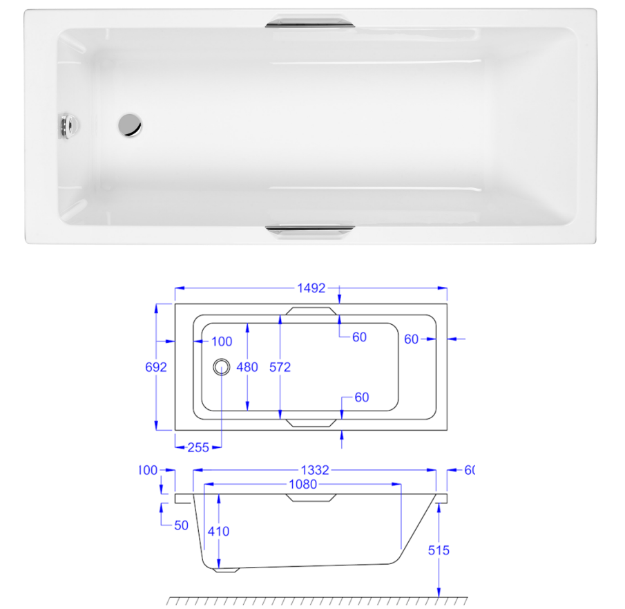 Luxe Gripped Bath with Legs