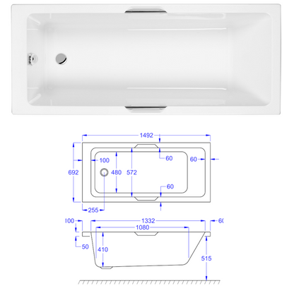 Luxe Gripped Bath with Legs