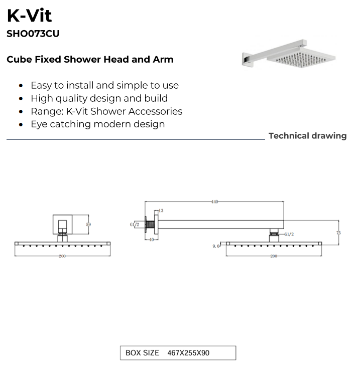 Pure Triple Thermostatic Concealed Shower with Slide Rail Kit & Overhead Drencher