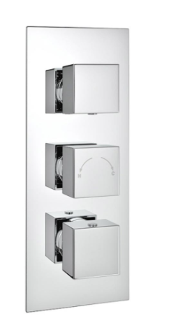 Pure Triple Thermostatic Concealed Shower with Slide Rail Kit & Overhead Drencher