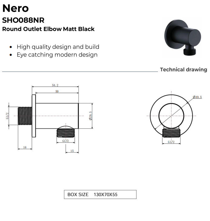 Nero Round Thermostatic Shower with Adjustable Slide Rail Kit & Fixed Overhead Drencher