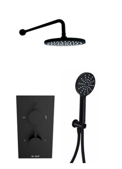 Nero Round Thermostatic Shower with Separate Hand shower & Fixed Overhead Drencher