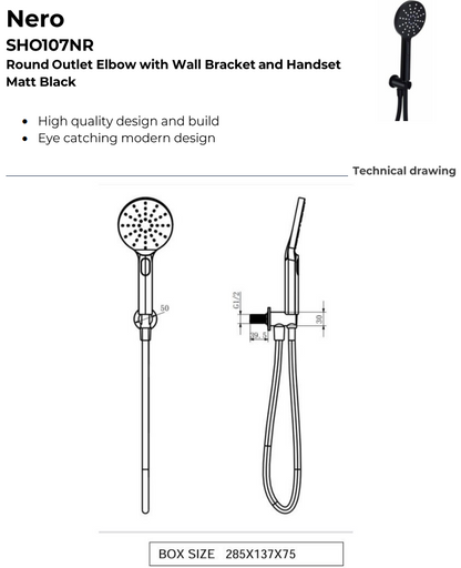 Nero Round Thermostatic Shower with Separate Hand shower & Fixed Overhead Drencher