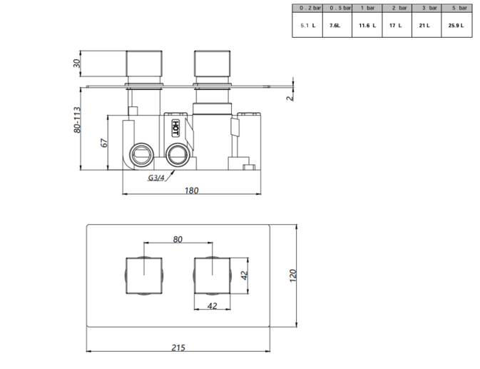 Nero Square Thermostatic Shower with Separate Hand shower & Fixed Overhead Drencher