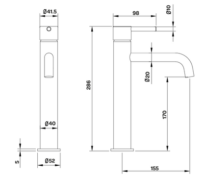 Nero Round HI- Rise Mono Basin Mixer