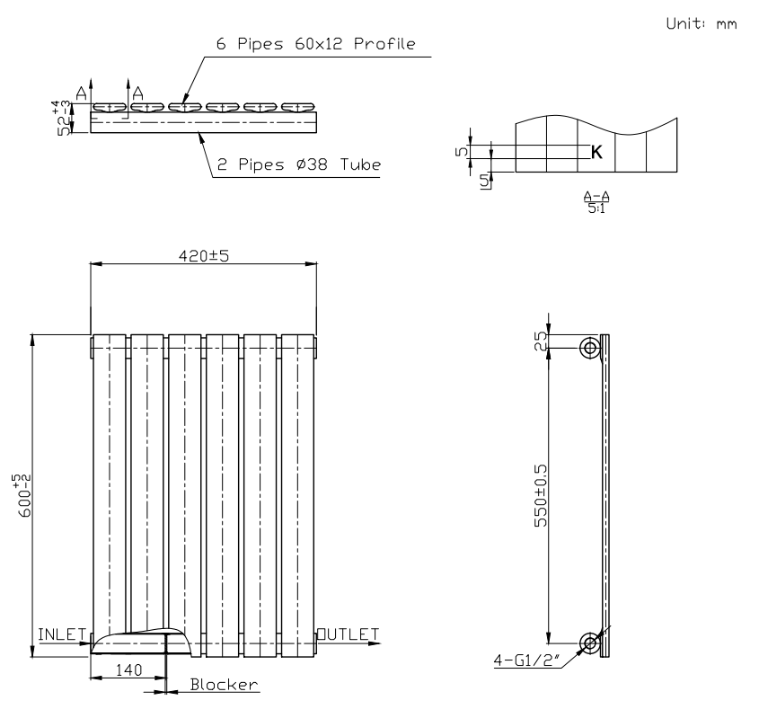 Boston White Single Panel Horizontal Radiator