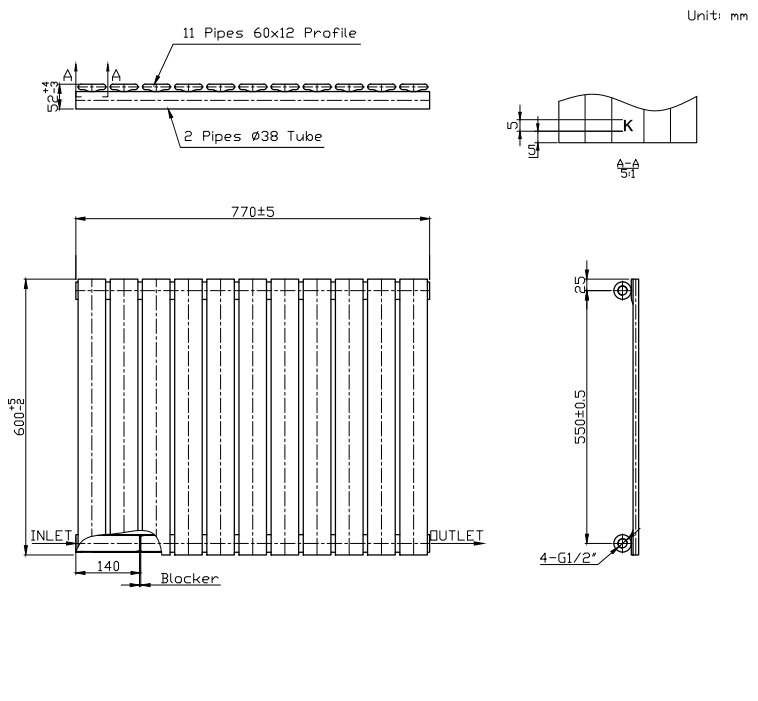 Boston White Single Panel Horizontal Radiator