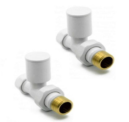 White Radiator Valve Straight 15mm (Pair)