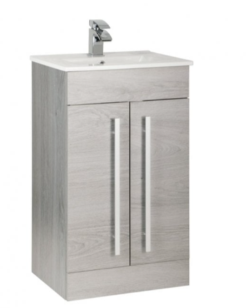 Floor Standing 2-Door Unit & Mid-Depth Ceramic Basin