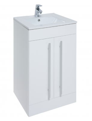 Floor Standing 2-Door Unit & Mid-Depth Ceramic Basin