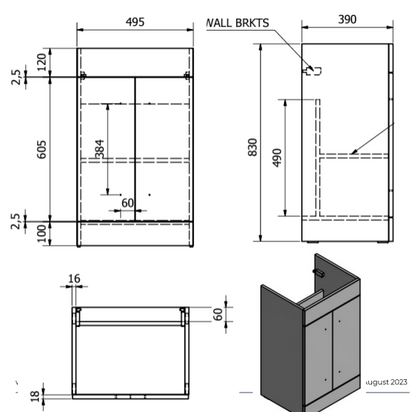 Floor Standing 2-Door Unit & Mid-Depth Ceramic Basin