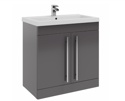 Floor Standing 2-Door Unit & Mid-Depth Ceramic Basin