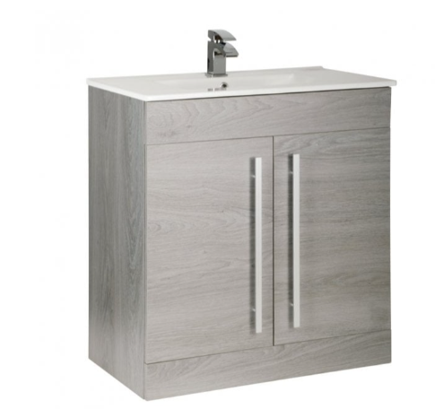 Floor Standing 2-Door Unit & Mid-Depth Ceramic Basin