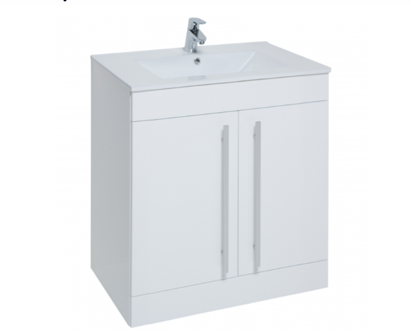Floor Standing 2-Door Unit & Mid-Depth Ceramic Basin