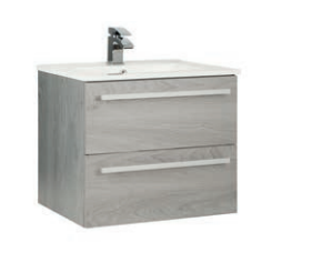 800mm Wall Mounted 2 Drawer Unit Inc. Ceramic Basin
