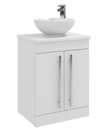 600mm Floor Standing 2-Door Unit with Ceramic Worktop & Sit-On Bowl