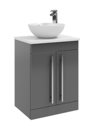 600mm Floor Standing 2-Door Unit with Ceramic Worktop & Sit-On Bowl