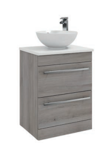 600mm Floor Standing 2-Drawer Unit with Ceramic Worktop &Sit-On Bowl