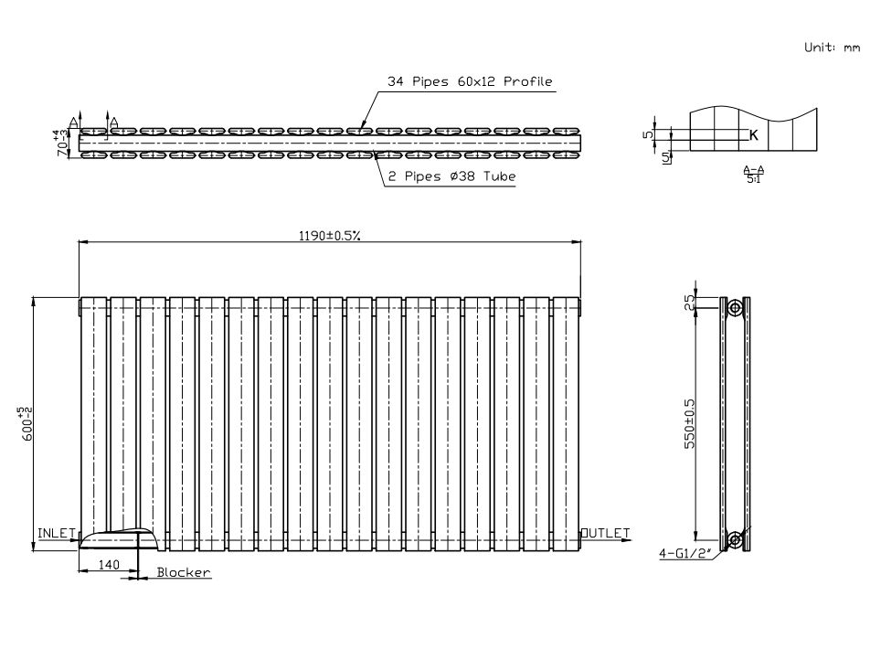 Boston White Double Panel Horizontal Radiator
