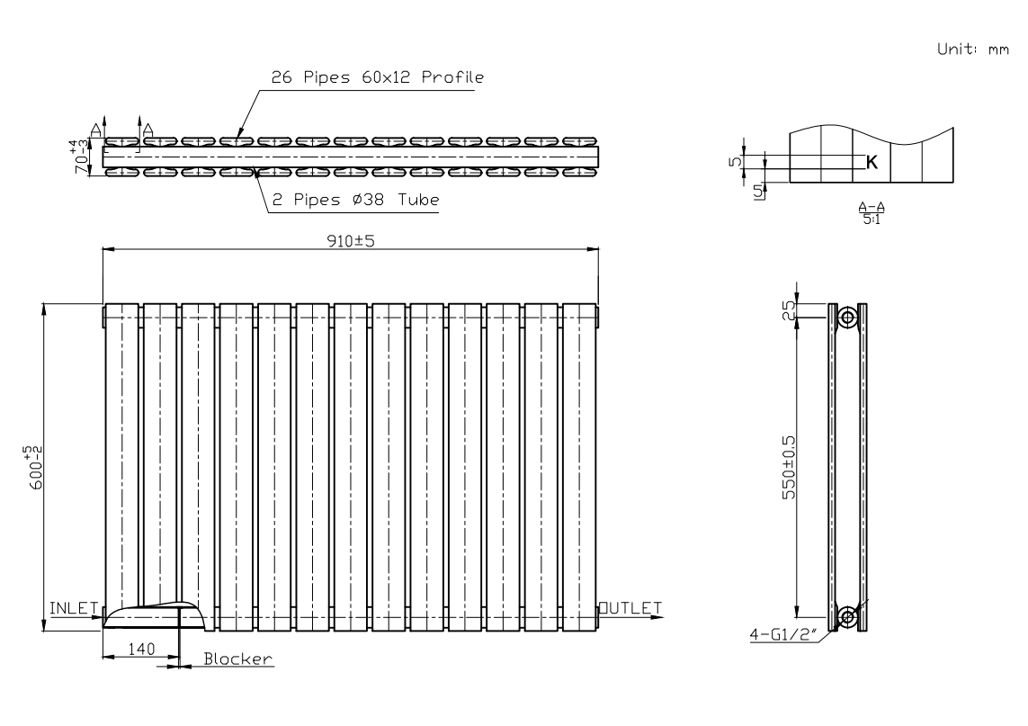 Boston White Double Panel Horizontal Radiator