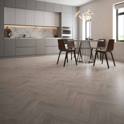 HydroClick Isadora Silver Elder Herringbone Laminate Flooring 1174mm x 294mm Pk/6